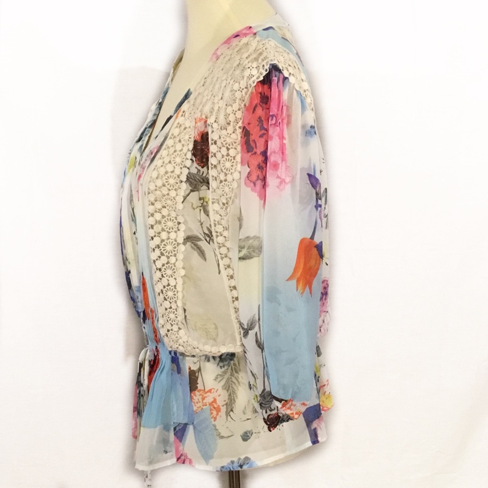 DANIEL RAINN PEASANT STYLE GATHERED WAIST BLOUSE - Picture 3 of 4